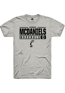 Parker McDaniels Ash Cincinnati Bearcats NIL Stacked Box Short Sleeve T Shirt