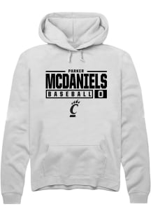 Parker McDaniels Rally Mens White Cincinnati Bearcats NIL Stacked Box Hooded Sweatshirt