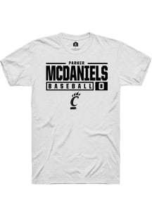 Parker McDaniels White Cincinnati Bearcats NIL Stacked Box Short Sleeve T Shirt