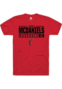 Parker McDaniels Red Cincinnati Bearcats NIL Stacked Box Short Sleeve T Shirt