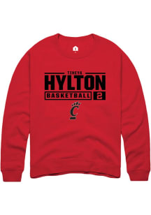 Tineya Hylton  Rally Cincinnati Bearcats Mens Red NIL Stacked Box Long Sleeve Crew Sweatshirt