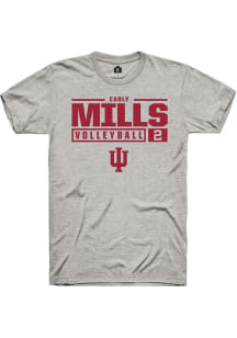 Carly Mills Ash Indiana Hoosiers NIL Stacked Box Short Sleeve T Shirt