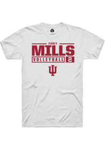 Carly Mills White Indiana Hoosiers NIL Stacked Box Short Sleeve T Shirt