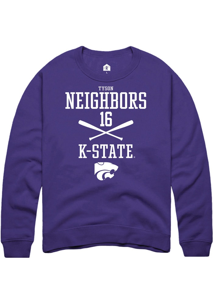 Tyson Neighbors Rally K-State Wildcats Mens Purple NIL Sport Icon Long Sleeve Crew Sweatshirt