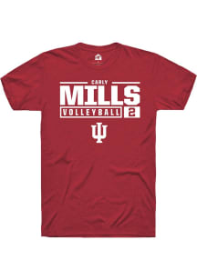 Carly Mills Red Indiana Hoosiers NIL Stacked Box Short Sleeve T Shirt