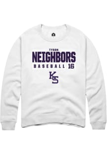 Tyson Neighbors Rally Mens White K-State Wildcats NIL Stacked Box Crew Sweatshirt