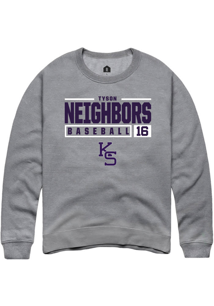 Tyson Neighbors Rally K-State Wildcats Mens Grey NIL Stacked Box Long Sleeve Crew Sweatshirt