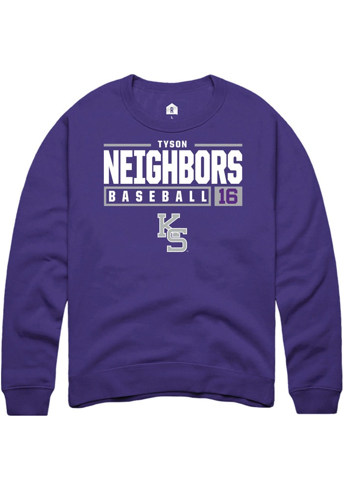 Tyson Neighbors Rally K-State Wildcats Mens Purple NIL Stacked Box Long Sleeve Crew Sweatshirt