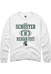 Tommy Schuster  Rally Michigan State Spartans Mens White NIL Sport Icon Long Sleeve Crew Sweatshir..