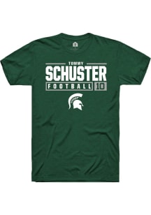 Tommy Schuster  Michigan State Spartans Green Rally NIL Stacked Box Short Sleeve T Shirt