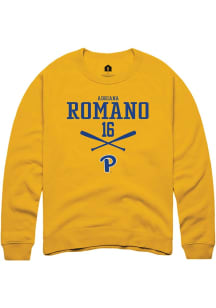 Adriana Romano Rally Mens Gold Pitt Panthers NIL Sport Icon Crew Sweatshirt