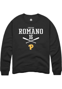 Adriana Romano Rally Mens Black Pitt Panthers NIL Sport Icon Crew Sweatshirt