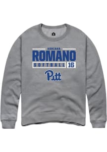 Adriana Romano Rally Mens Graphite Pitt Panthers NIL Stacked Box Crew Sweatshirt