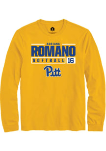 Adriana Romano Rally Mens Gold Pitt Panthers NIL Stacked Box Tee