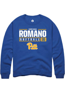 Adriana Romano Rally Mens Blue Pitt Panthers NIL Stacked Box Crew Sweatshirt