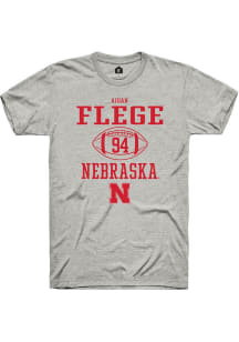 Aidan Flege  Nebraska Cornhuskers Ash Rally NIL Sport Icon Short Sleeve T Shirt