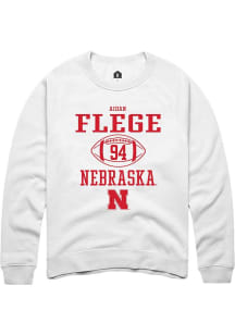 Aidan Flege Rally Mens White Nebraska Cornhuskers NIL Sport Icon Crew Sweatshirt