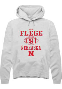 Aidan Flege Rally Mens White Nebraska Cornhuskers NIL Sport Icon Hooded Sweatshirt