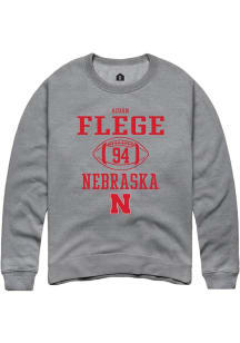 Aidan Flege Rally Mens Graphite Nebraska Cornhuskers NIL Sport Icon Crew Sweatshirt