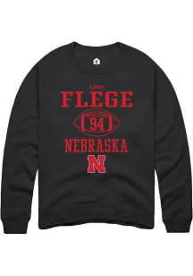 Aidan Flege Rally Mens Black Nebraska Cornhuskers NIL Sport Icon Crew Sweatshirt
