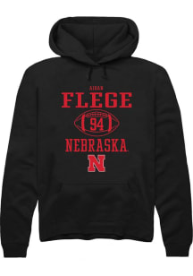 Aidan Flege Rally Mens Black Nebraska Cornhuskers NIL Sport Icon Hooded Sweatshirt