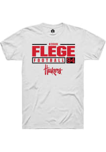 Aidan Flege  Nebraska Cornhuskers White Rally NIL Stacked Box Short Sleeve T Shirt