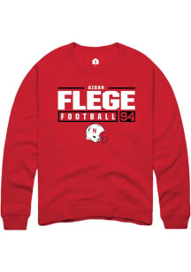 Aidan Flege Rally Mens Red Nebraska Cornhuskers NIL Stacked Box Crew Sweatshirt