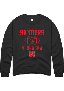 Amare Sanders Rally Mens Black Nebraska Cornhuskers NIL Sport Icon Crew Sweatshirt