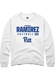 Amanda Ramirez Rally Mens White Pitt Panthers NIL Stacked Box Crew Sweatshirt