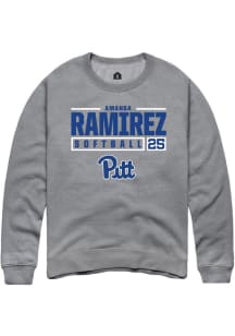 Amanda Ramirez Rally Mens Graphite Pitt Panthers NIL Stacked Box Crew Sweatshirt