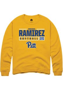 Amanda Ramirez Rally Mens Gold Pitt Panthers NIL Stacked Box Crew Sweatshirt