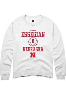 Connor Essegian Rally Mens White Nebraska Cornhuskers NIL Sport Icon Crew Sweatshirt