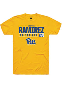 Amanda Ramirez Gold Pitt Panthers NIL Stacked Box Short Sleeve T Shirt