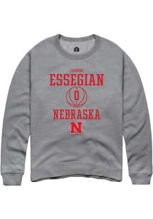 Connor Essegian Rally Mens Graphite Nebraska Cornhuskers NIL Sport Icon Crew Sweatshirt