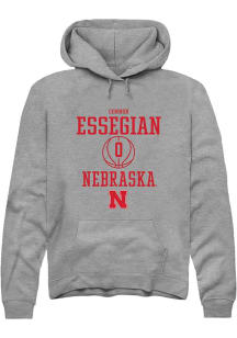 Connor Essegian Rally Mens Graphite Nebraska Cornhuskers NIL Sport Icon Hooded Sweatshirt