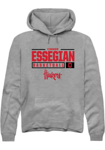 Connor Essegian Rally Mens Graphite Nebraska Cornhuskers NIL Stacked Box Hooded Sweatshirt