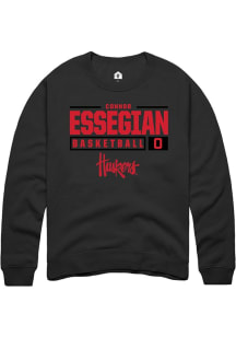 Connor Essegian Rally Mens Black Nebraska Cornhuskers NIL Stacked Box Crew Sweatshirt