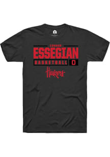 Connor Essegian Black Nebraska Cornhuskers NIL Stacked Box Short Sleeve T Shirt