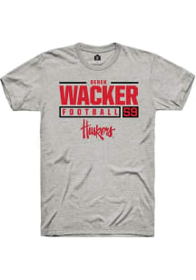 Derek Wacker Ash Nebraska Cornhuskers NIL Stacked Box Short Sleeve T Shirt