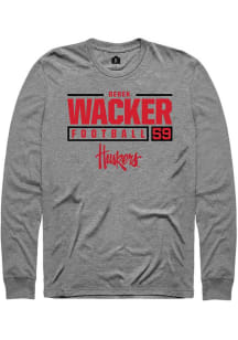 Derek Wacker Rally Mens Graphite Nebraska Cornhuskers NIL Stacked Box Tee