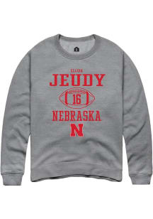 Elijah Jeudy Rally Mens Graphite Nebraska Cornhuskers NIL Sport Icon Crew Sweatshirt