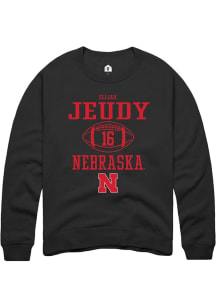 Elijah Jeudy Rally Mens Black Nebraska Cornhuskers NIL Sport Icon Crew Sweatshirt