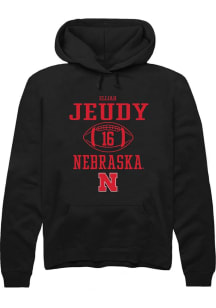 Elijah Jeudy Rally Mens Black Nebraska Cornhuskers NIL Sport Icon Hooded Sweatshirt