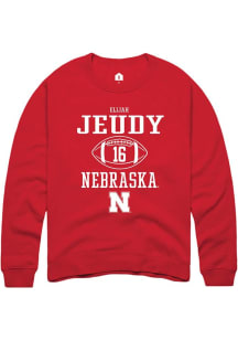 Elijah Jeudy Rally Mens Red Nebraska Cornhuskers NIL Sport Icon Crew Sweatshirt