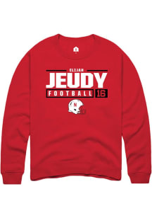 Elijah Jeudy Rally Mens Red Nebraska Cornhuskers NIL Stacked Box Crew Sweatshirt