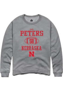 Jake Peters  Rally Nebraska Cornhuskers Mens Graphite NIL Sport Icon Long Sleeve Crew Sweatshirt