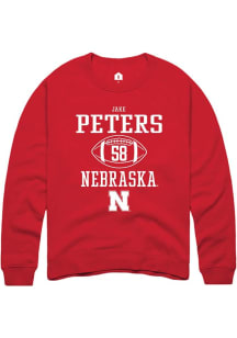 Jake Peters  Rally Nebraska Cornhuskers Mens Red NIL Sport Icon Long Sleeve Crew Sweatshirt