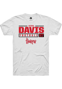 Keona Davis White Nebraska Cornhuskers NIL Stacked Box Short Sleeve T Shirt
