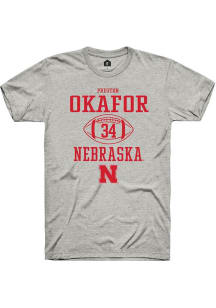 Preston Okafor Ash Nebraska Cornhuskers NIL Sport Icon Short Sleeve T Shirt