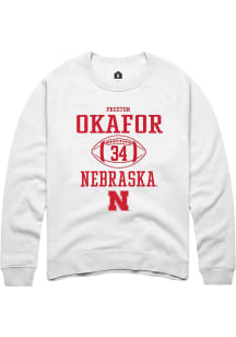 Preston Okafor Rally Mens White Nebraska Cornhuskers NIL Sport Icon Crew Sweatshirt